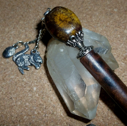 Acorn hairstick handmade by Longhaired Jewels