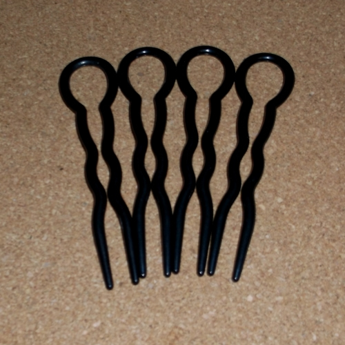 Acrylic hair pins supplied by Longhaired Jewels