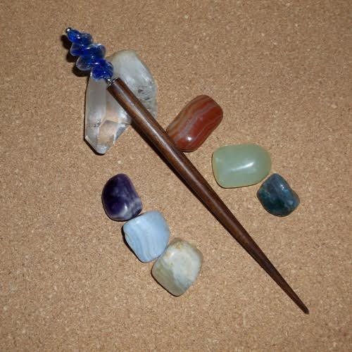 Handmade blue twirl hairstick by Longhaired Jewels