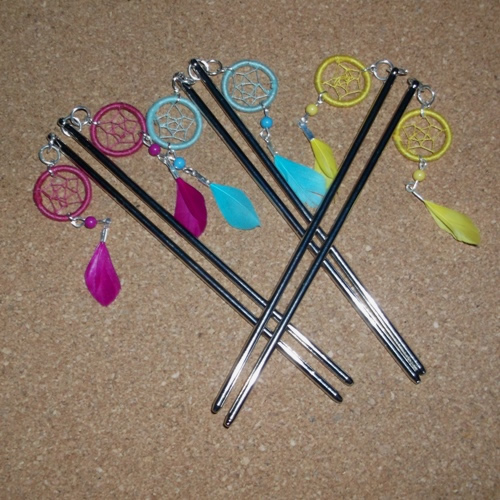 Dream Catcher hair pins handmade by Longhaired Jewels