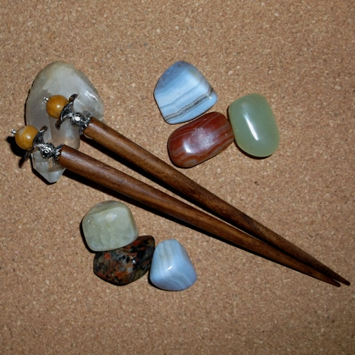 Jade Blossom - handmade hairsticks by Longhaired Jewels