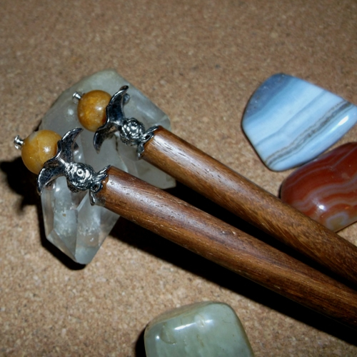 Jade Blossom - handmade hairsticks by Longhaired Jewels