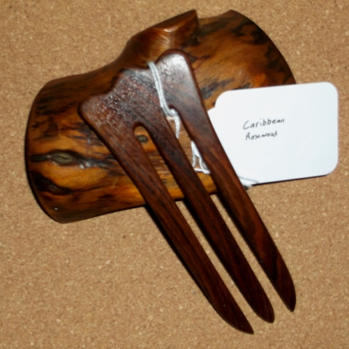 American 3 prong Carribean Rosewood hairfork supplied by Longhaired Jewels