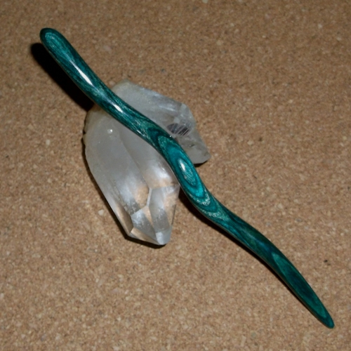 NEW! Dymondwood Aqua Ketylo hair stick supplied in the UK by Longhaired Jewels