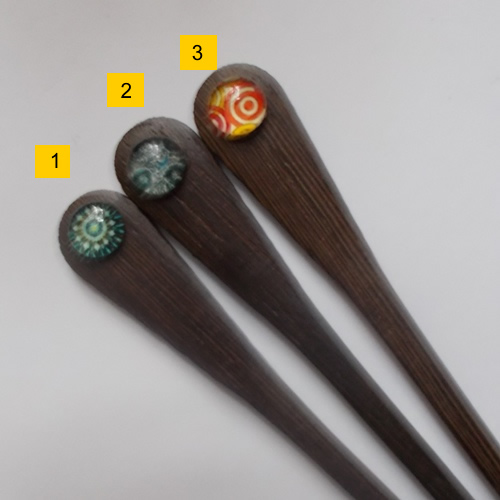 Paddle hairsticks with Cabochon beads