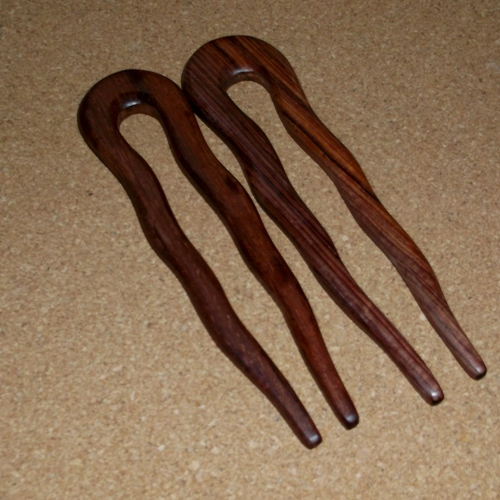 Rosewood wavy 2 prong Oriental 2 prong fork supplied  by Longhaired Jewels