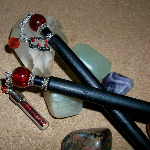 Vampire Night hairsticks handmade by Longhaired Jewels