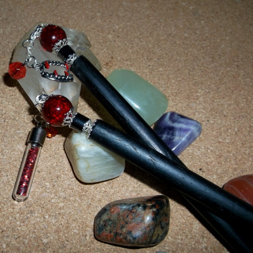 Vampire Night hairsticks handmade by Longhaired Jewels